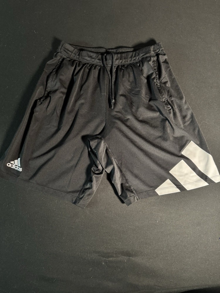 adidas Men's Black Athletic Shorts Drawstring Elastic Waist Polyester