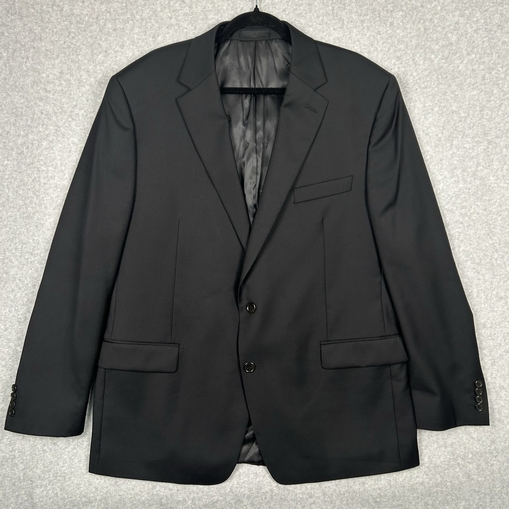 Mens 46L Ralph Lauren LRL Black Label Wool Suit Jacket Blazer Black Lined Career