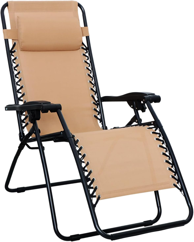 Outdoor Textilene Adjustable Zero Gravity Folding Lounge Chair with Pillow
