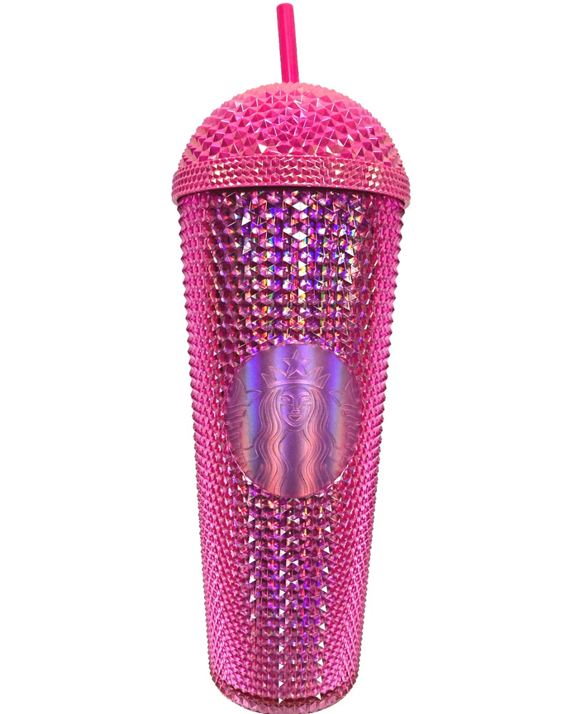 Starbucks 2025 Cold Cup Tumbler Iridescent Pink Domed Studded 24oz Venti