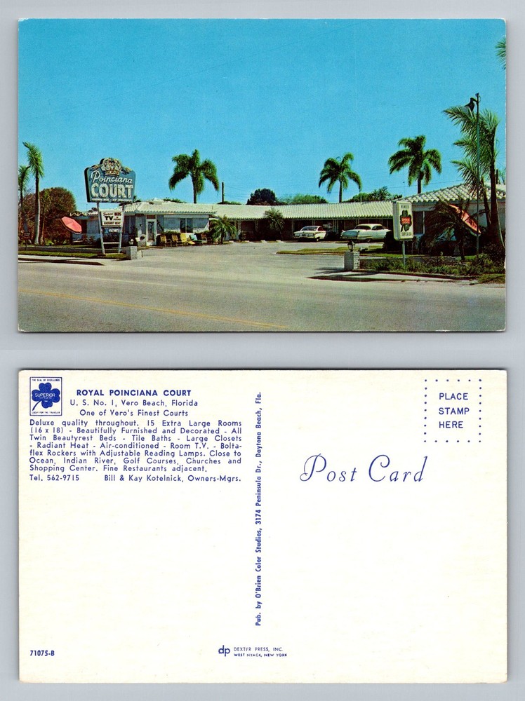 Vero Beach, FL-Florida, Royal Poinciana Court Motel U.S. Rt. 1 Vintage Postcard