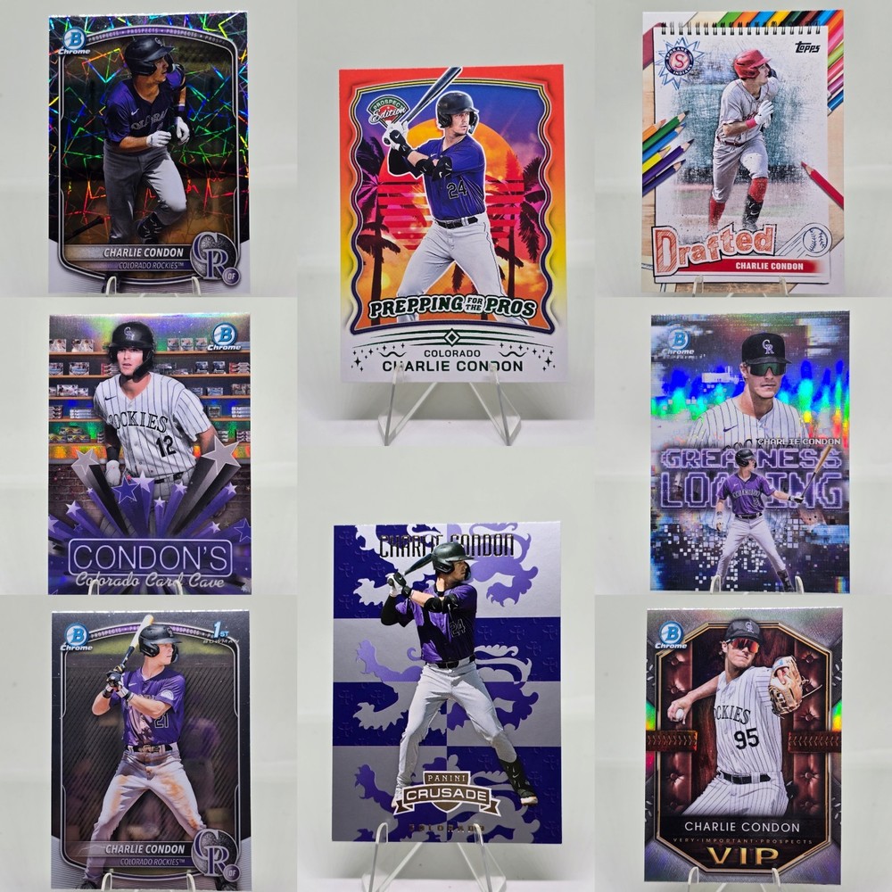 Charlie Condon Rockies 2025 Bowman Chrome Prospects 8 Card Lot