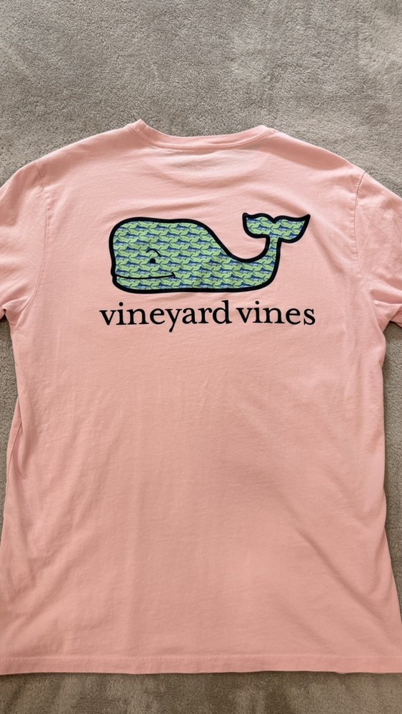 Vineyard Vines Shirt Men’s Pink Pocket Short Sleeve Whale Logo Small