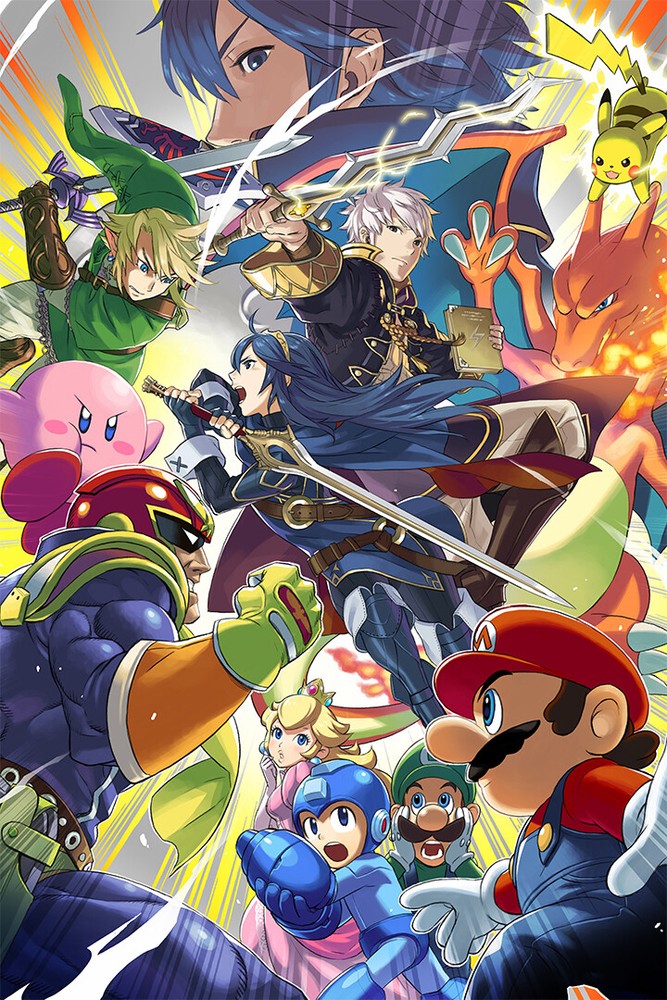 Super Smash Bros Characters Cast Console Game Wall Art Home - POSTER 20x30