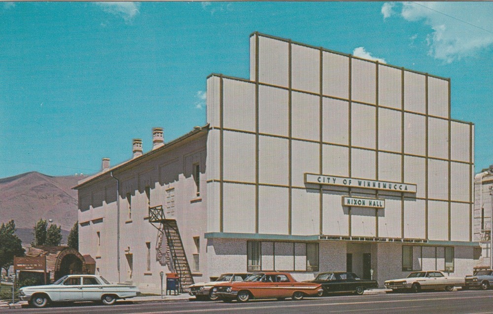 Winnemucca Nevada Nixon Hall Antique Cars Retro Street View   Postcard