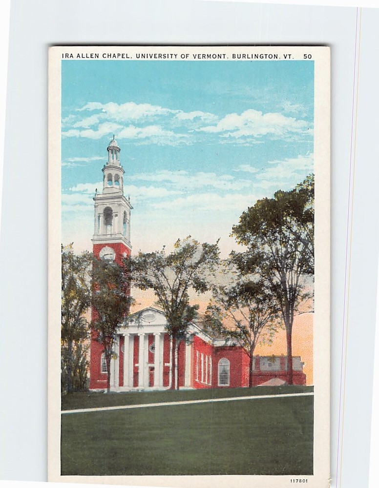 Postcard Ira Allen Chapel University of Vermont Burlington Vermont USA