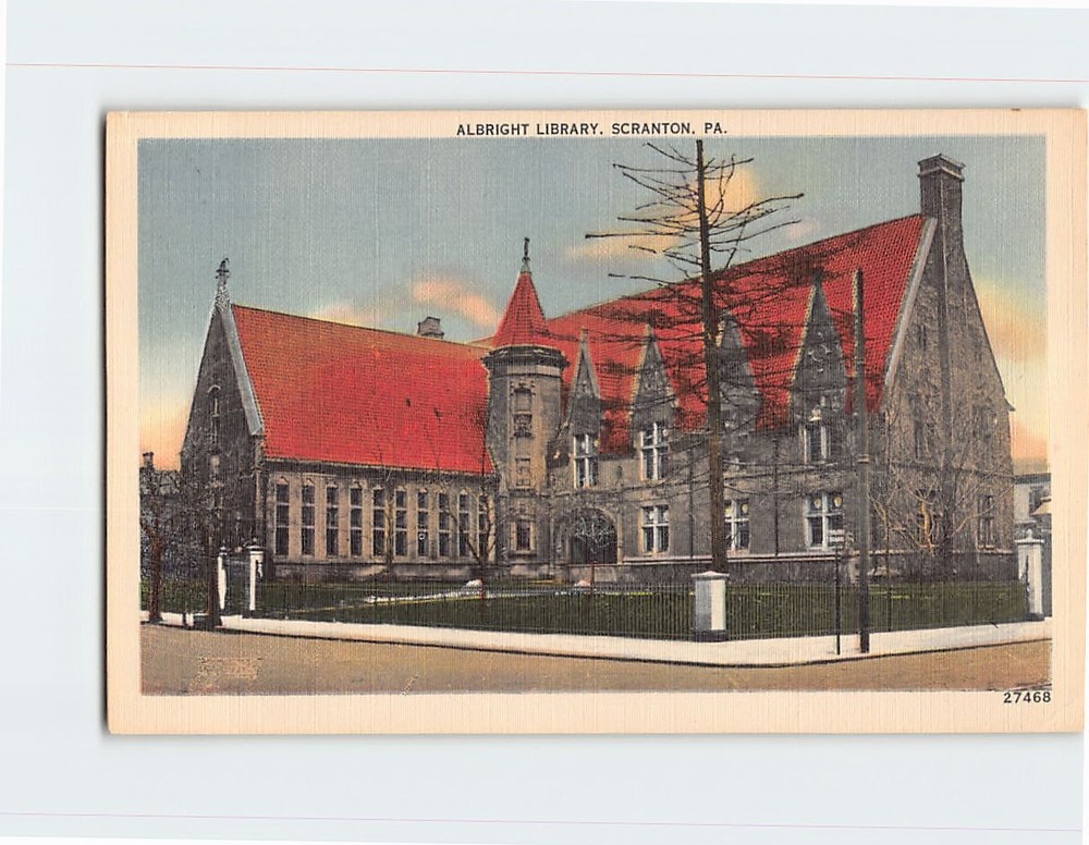 Postcard Albright Library Scranton Pennsylvania USA