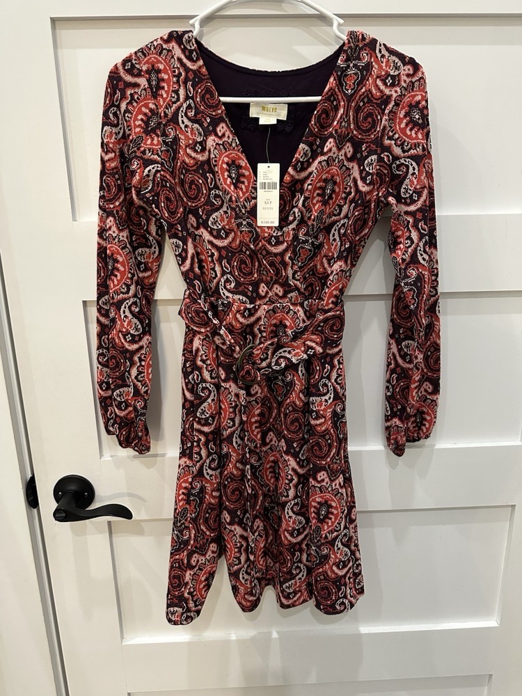 Maeve By Anthropologie Paisley Gold Accents Belted Dress  Women's  XSP