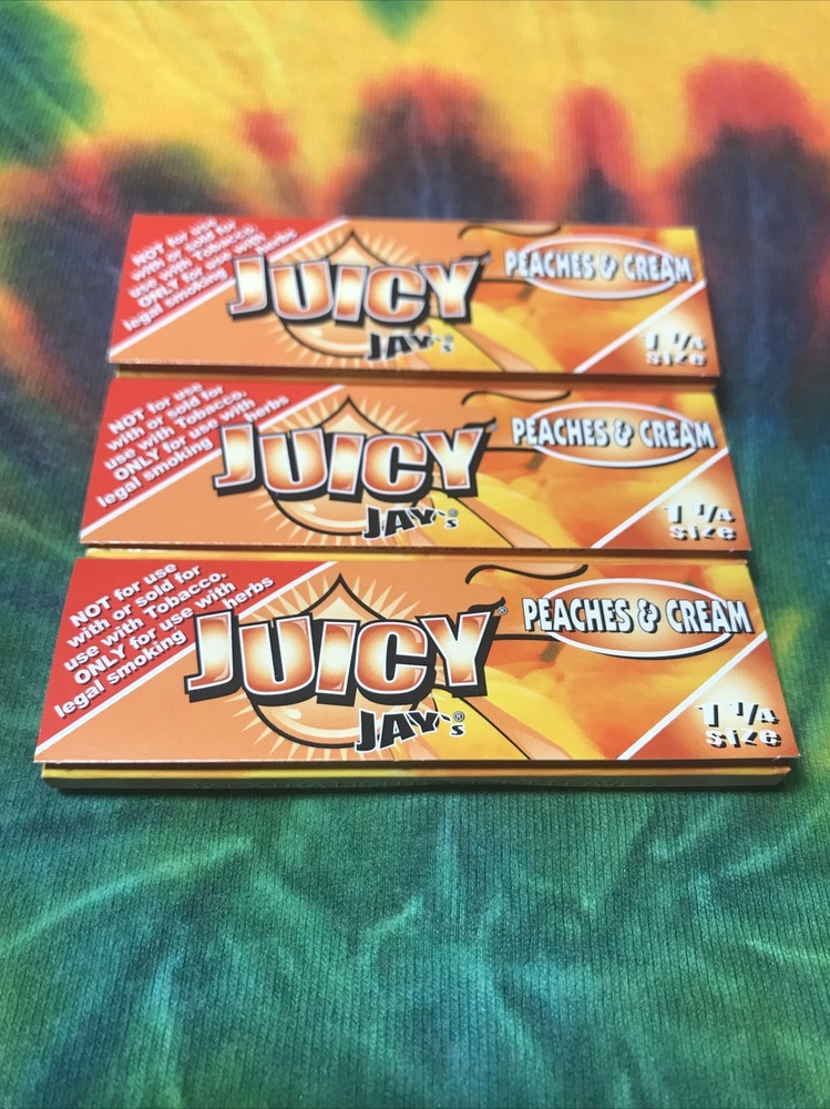 Juicy Jay’s 6-Pack Peaches & Cream 1 ¼ Hemp Papers Free US Shipping Fresh