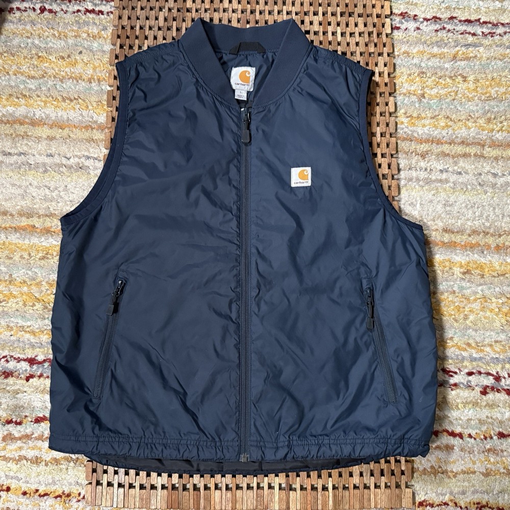 Carhartt Nylon Windbreaker Shell Vest Full Zip Blue Men’s Size Large L