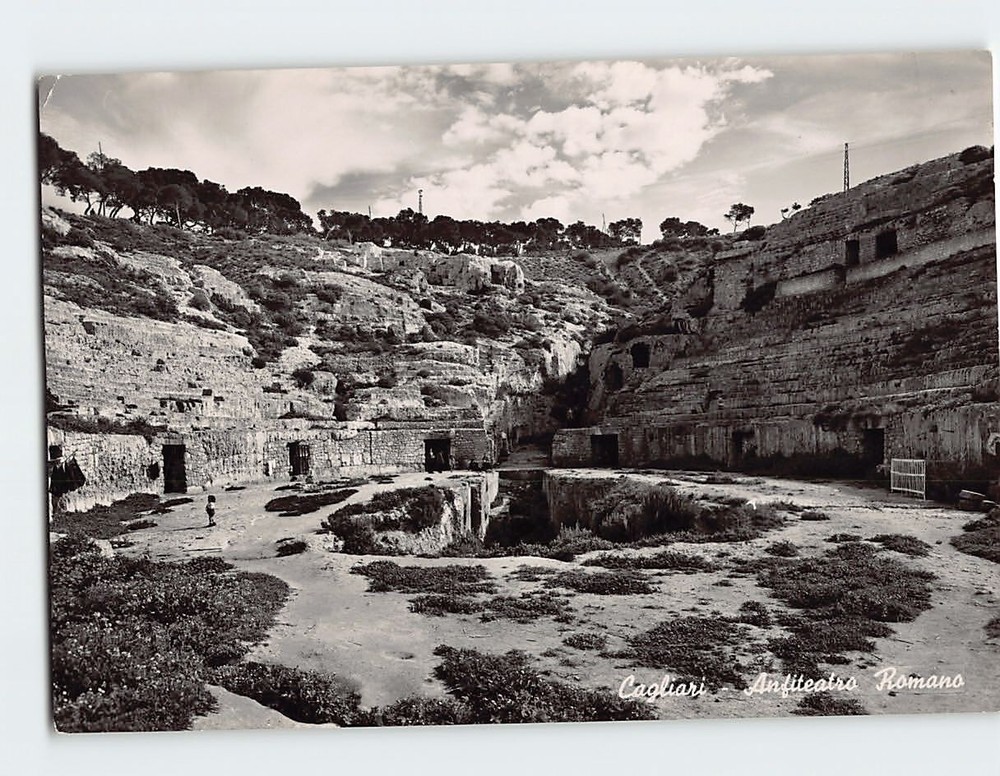 Postcard Roman Amphitheatre Cagliari Italy