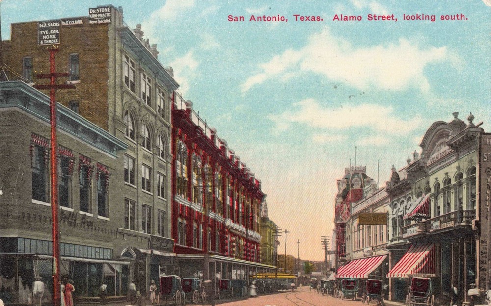 Alamo Street Looking South San Antonio Texas TX 1910 Postcard