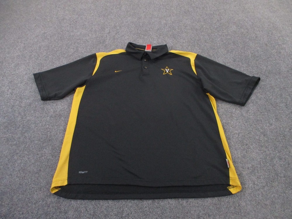 Vanderbilt Commodores Shirt Mens XL Black Polo Nike Football Swoosh Logo Vintage