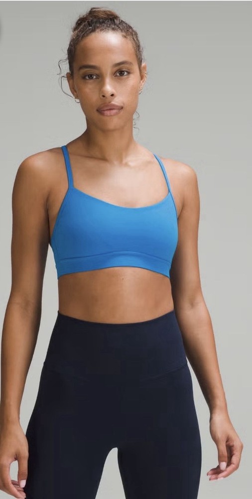 Lululemon Flow Y Bra Nulu Light Support Sports Bra Size 8 Bright Blue A - C Cup