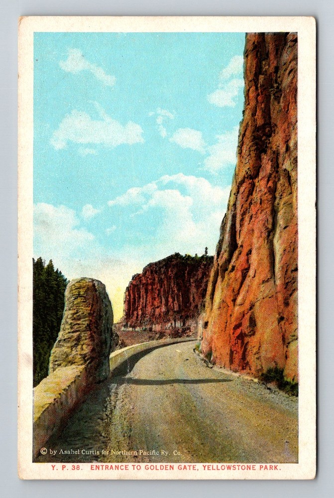 Yellowstone National Park WY-Wyoming, Golden Gate Entrance Road Vintage Postcard