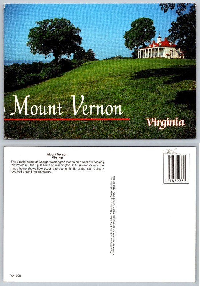 Mount Vernon Virginia Postcard George Washington Home Potomac River Scenic View
