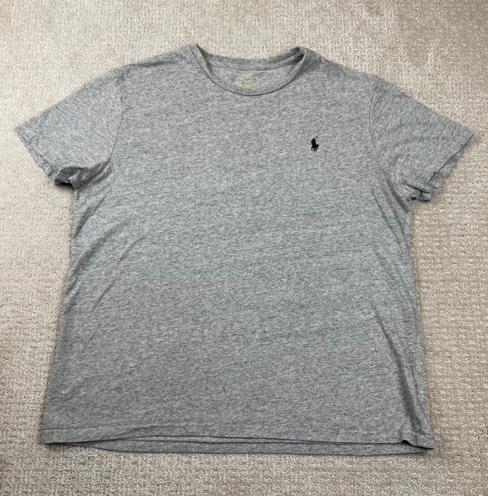 Polo Ralph Lauren T Shirt Mens L Heather Gray Short Sleeve Cotton Pony Essential