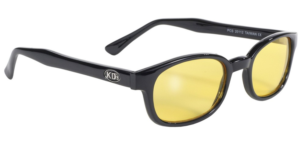 Pacific Coast KD Biker Sunglasses Black Frame Yellow Lens