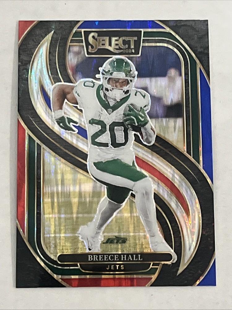2024 Panini Select Breece Hall Red & Blue Prizm Shock Premier Level #111 Jets