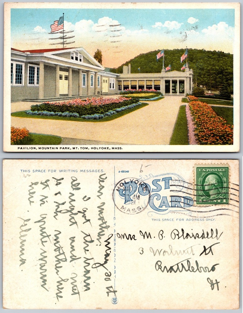 Pavilion Mountain Park Holyoke MA Postcard