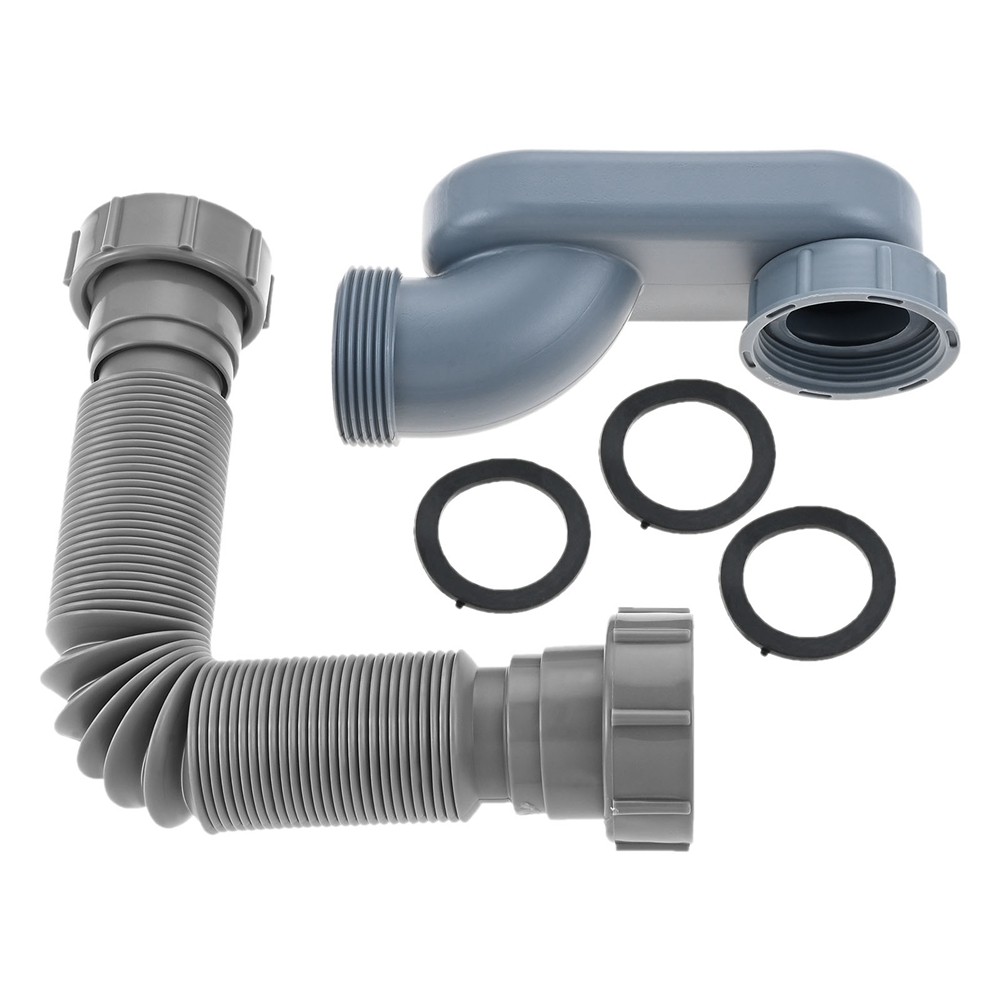 1-1/2 Bathtub Shower Drain Pipe Flat P-Trap for RV Tub Expansion Downspout Plug