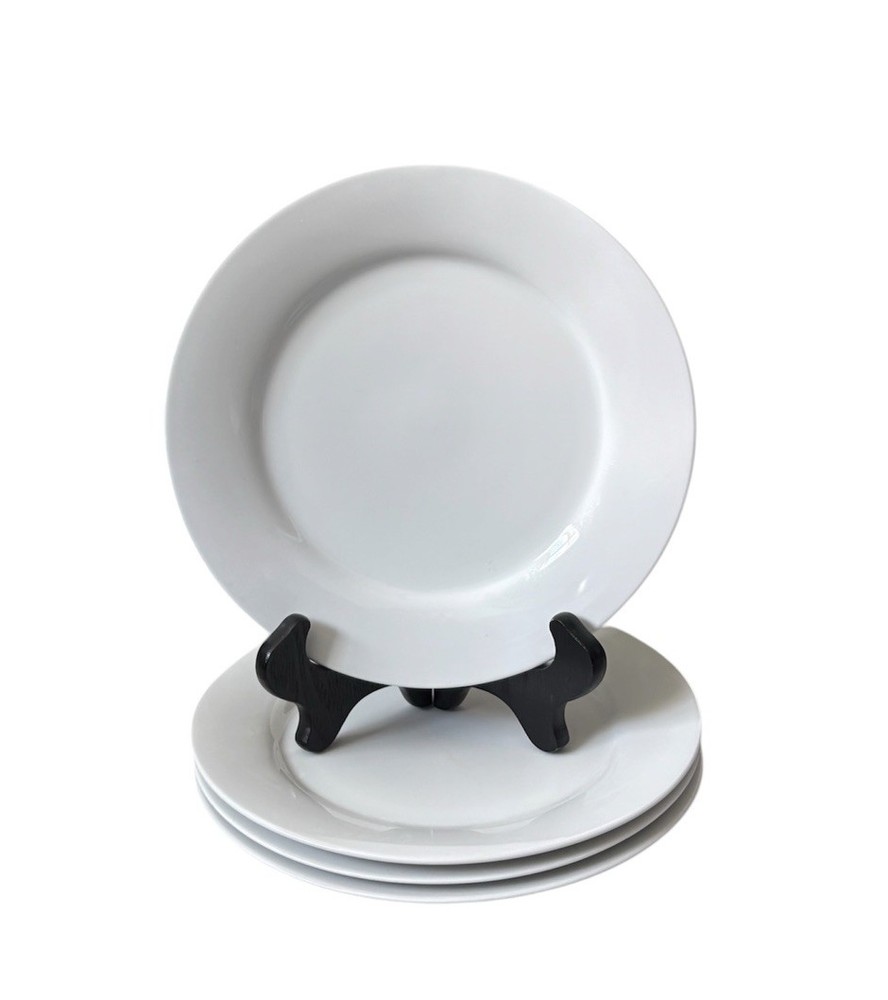 Crate & Barrel White Rimmed Salad Plates, 8.5”, Set Of 4