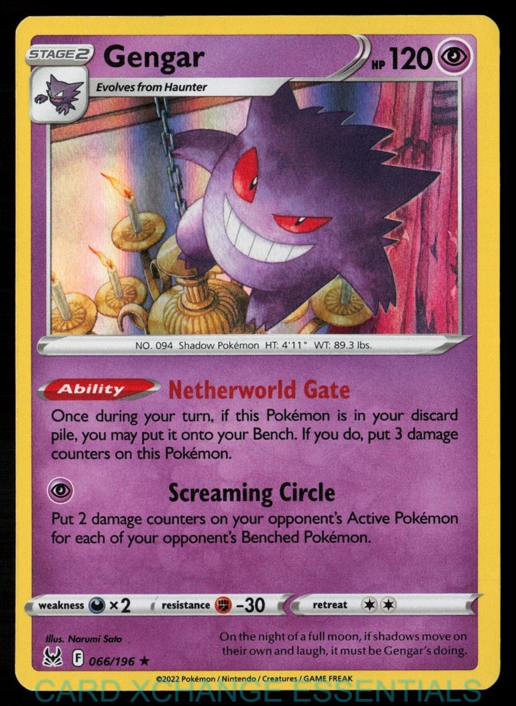 Gengar 066/196 Holo Rare Lost Origin Pokemon Near Mint