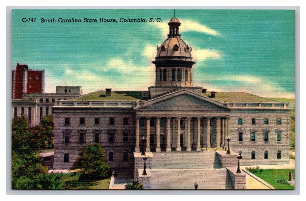 Columbia SC South Carolina State House C-141 Linen Postcard