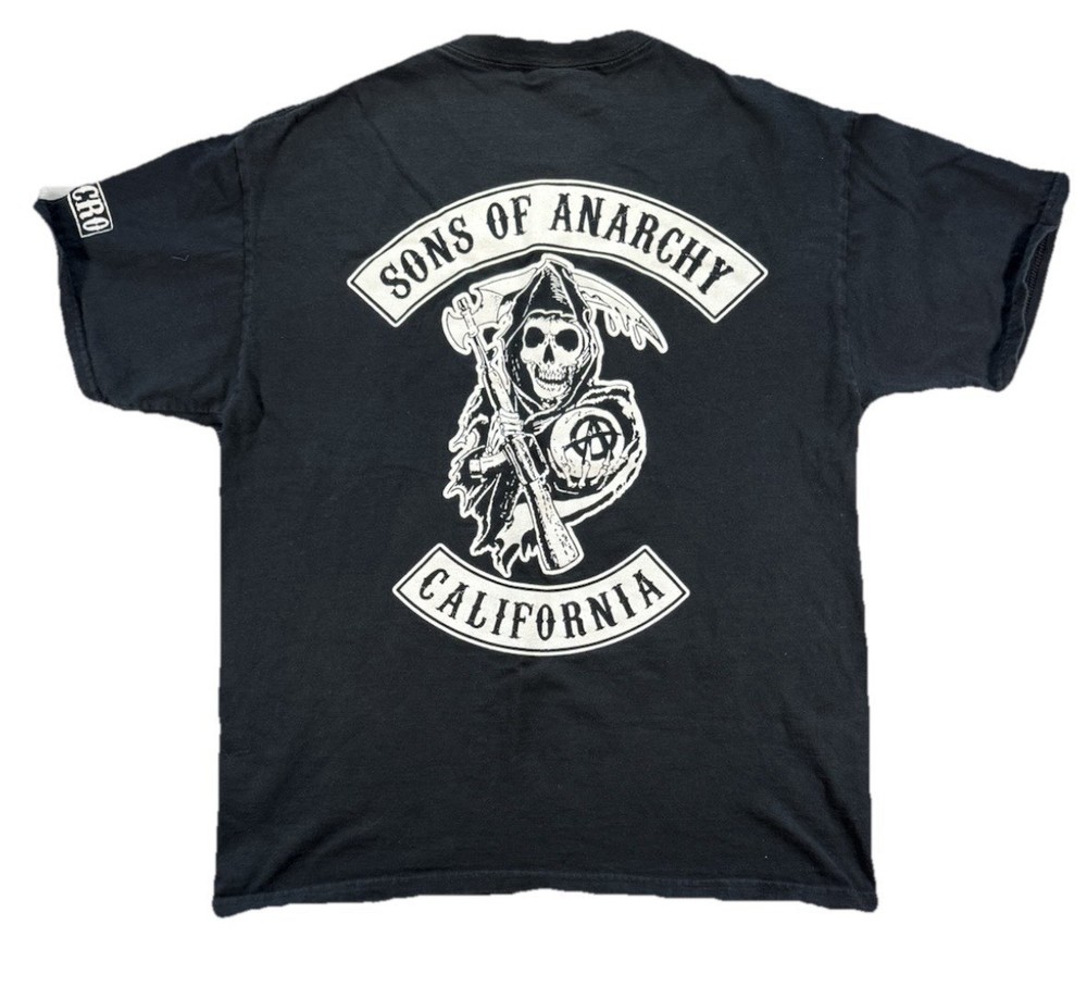 Sons of Anarchy California T Shirt Men's Large Black Grim Reaper Biker Samcro