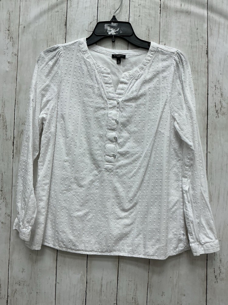 MEASURMENTS Talbots White Textured Swiss Dot Top Size MP 0424-241