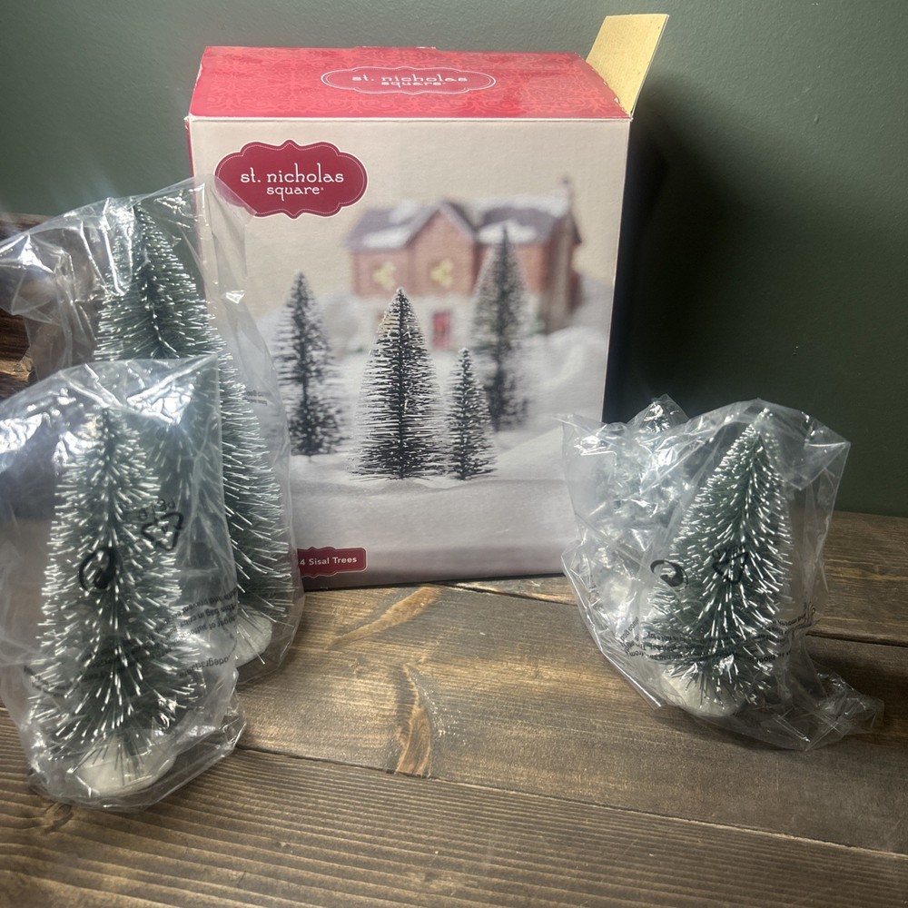 St Nicholas Square 4 Sisal Tree's Christmas Village Accessory with Box