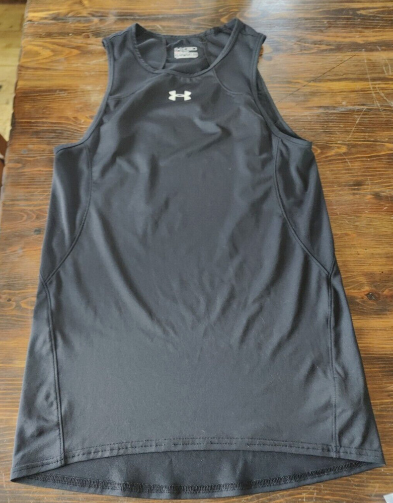 Women's Under Armour Medium Black Tank Top Fitted Heat Gear Athletic Shirt