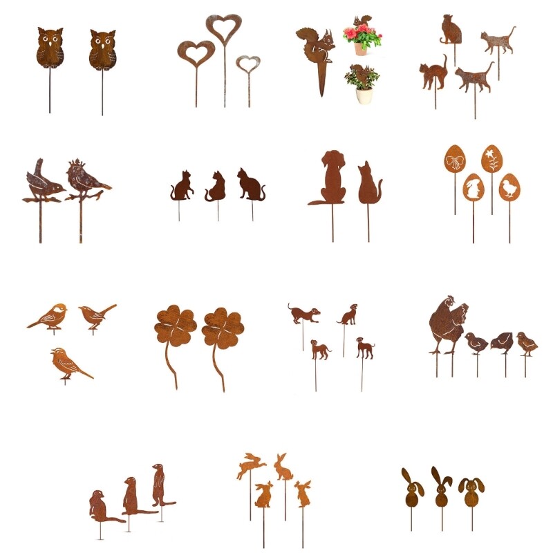 Metal Animal Yard Decors Garden Art Rusted Animals for Outside Decorations