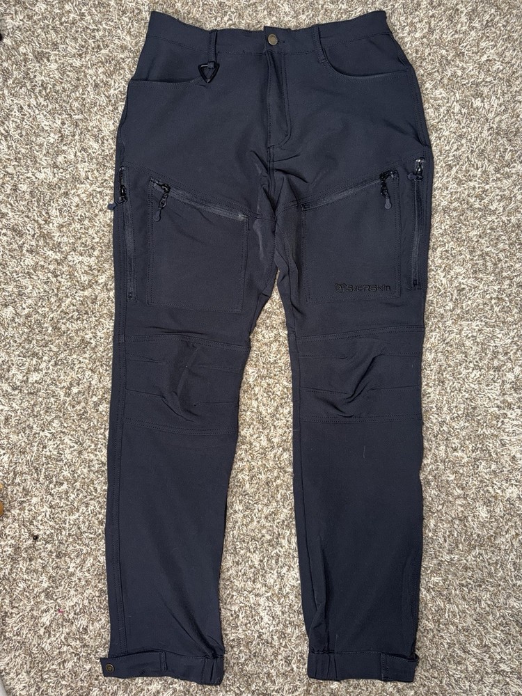 BAERSkin Men's Black Softshell Tactical Hiking Pants Zip Pockets Size M
