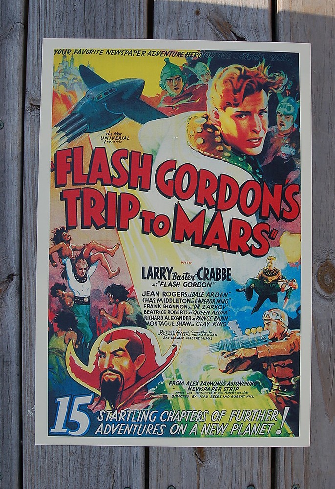 Vintage Flash Gordon Trip to Mars Lobby Card Chapter 15 with Buster Crabbe