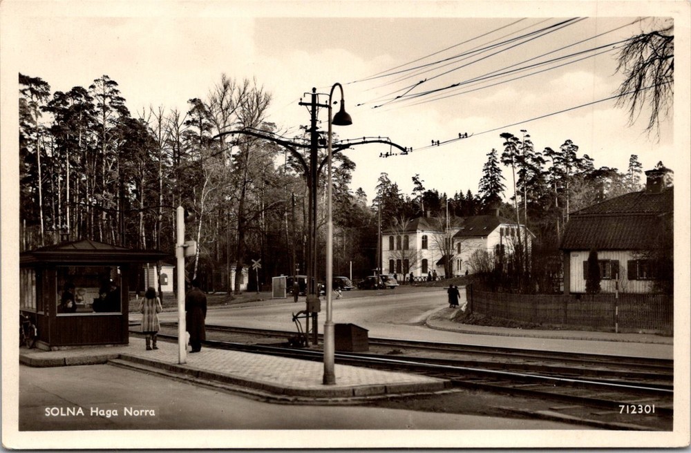 Dr Jim Stamps Postcard Solna Haga Norra Tram Stop Stockholm Sweden