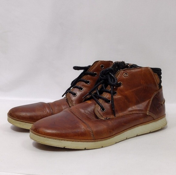 Bullboxer Adyn Cap Toe Leather Side Zip Boot Mens 13 Brown Boho Retro 90s Y2K