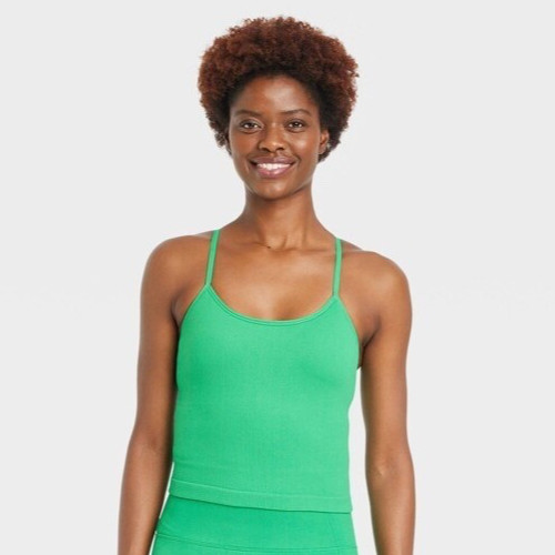 Women's Light Support Seamless Rib Cami Cropped Sports Bra - All In Motion  - XS