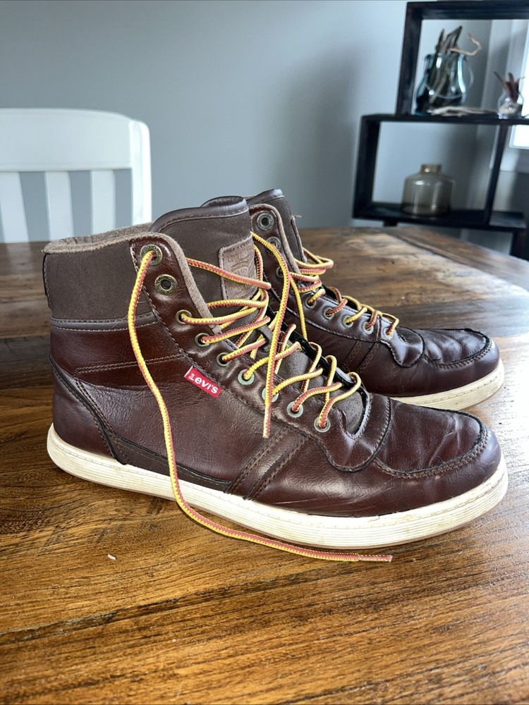 Levi's Mens Size 10 Comfort Stanton Waxed Fashion High Top Brown Sneaker Shoes