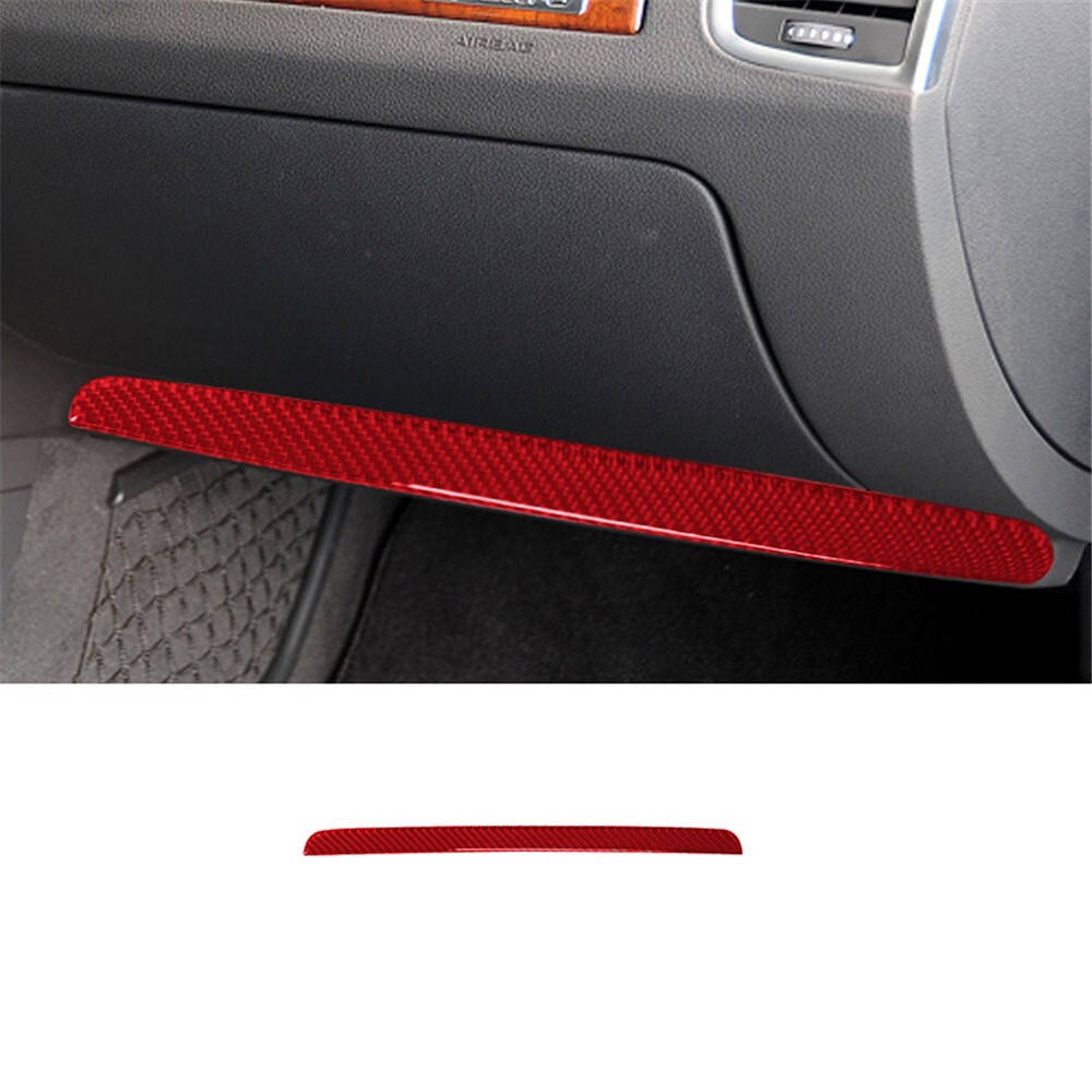 Red Carbon Fiber Passenger Glove Box Strip Cover Trim For Audi Q7 2007-2015