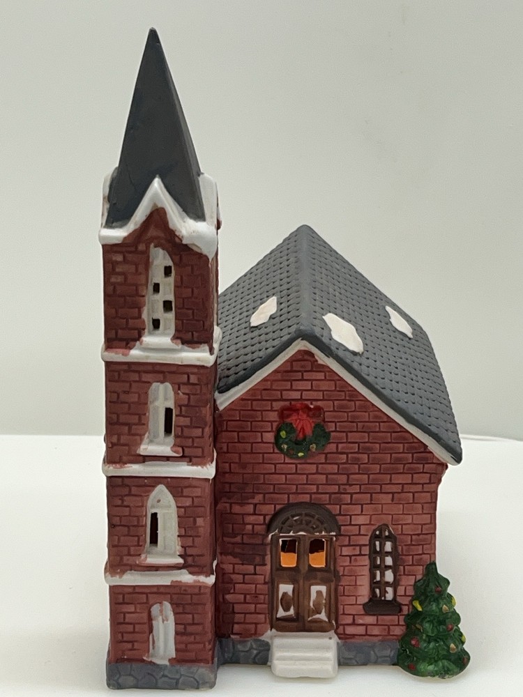 Vintage Dickens Christmas Porcelain Church with Lights