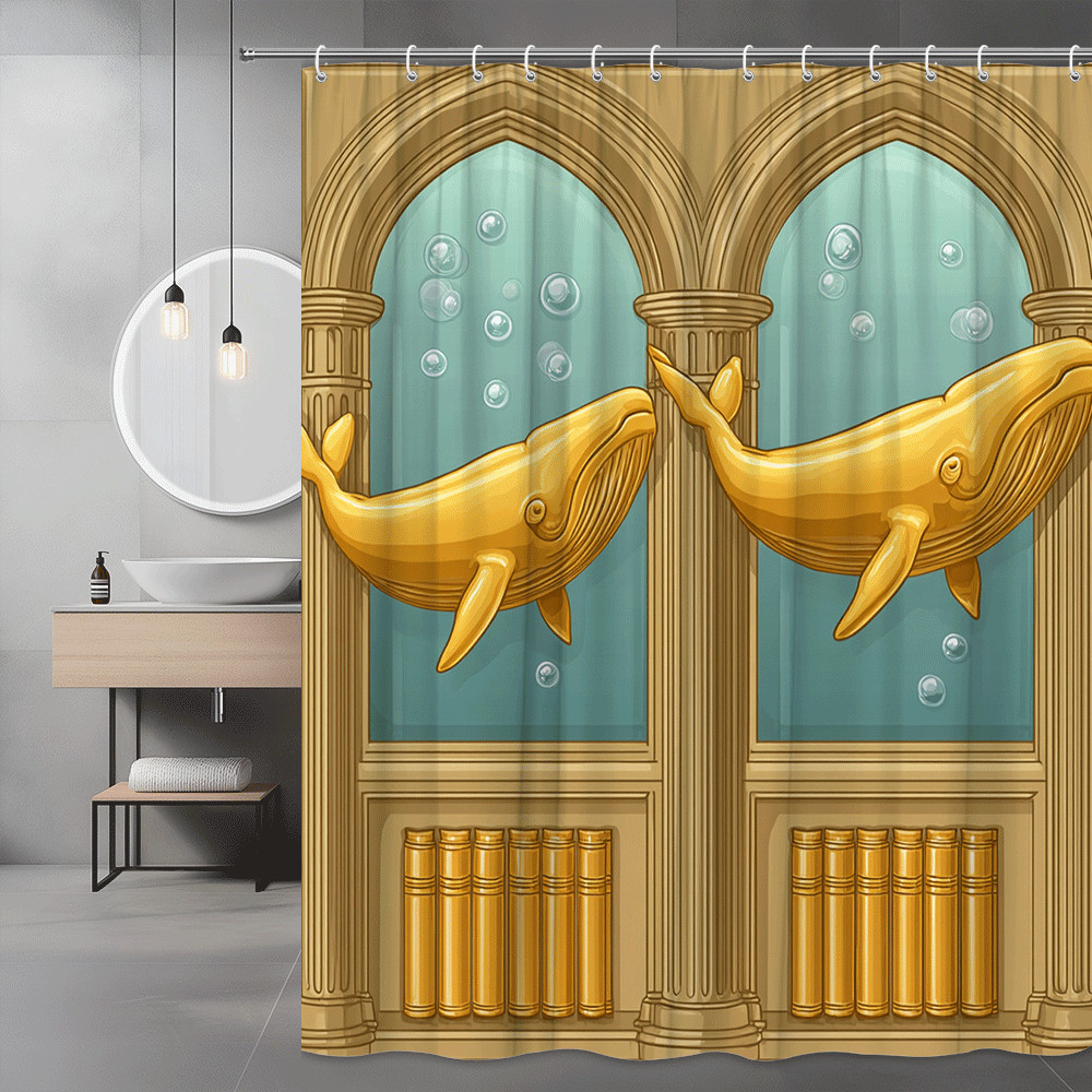 Whale Shower Curtain Ocean Arch Window Graphic
