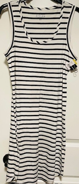Simply Styled Women's Shirt dress Black & White stripes  Small NWT Knee length