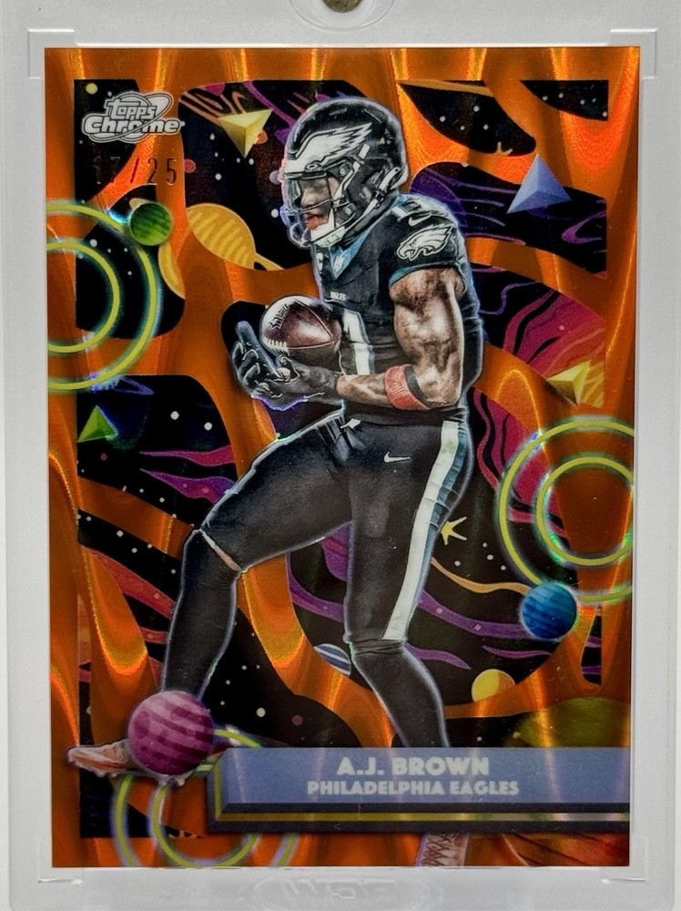 2025 Topps Chrome Cosmic A.J. Brown Orange Galactic Refractor /25