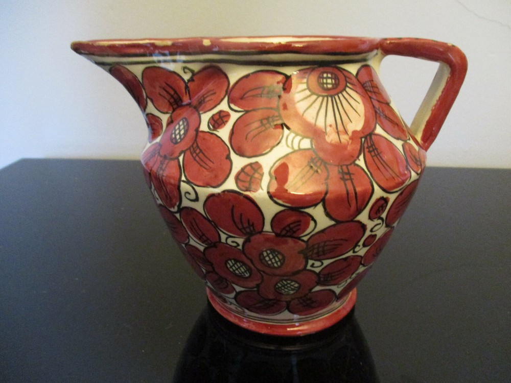 Antique Vintage Italian Italy Folk Art Pottery Hand Painted Faience Pitcher Jug!