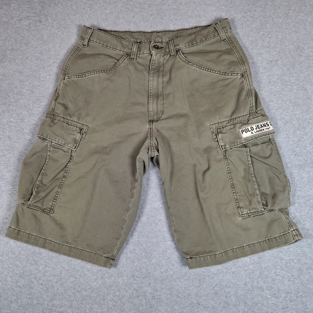 Polo Jeans Co Ralph Lauren Freighter Cargo Shorts Mens 32 Military Green Y2K