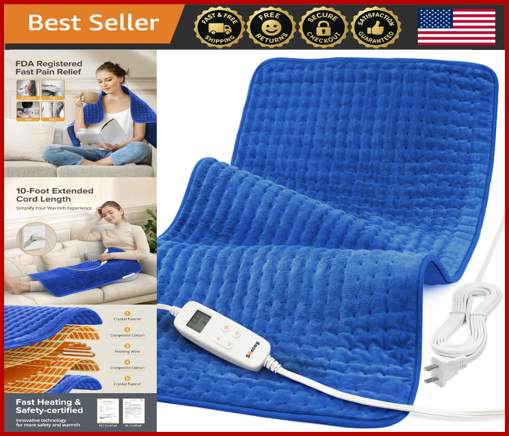 XXXL Electric Heating Pad for Back Neck Shoulder Pain Relief with 6 Heat Settings