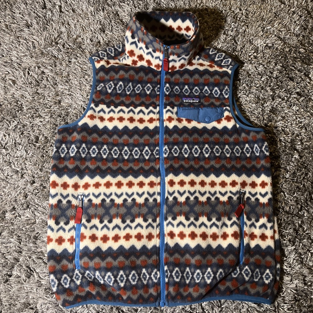 Patagonia Men's M Lightweight Snap-T Fleece Vest Full Zip Tribal Aztec EUC