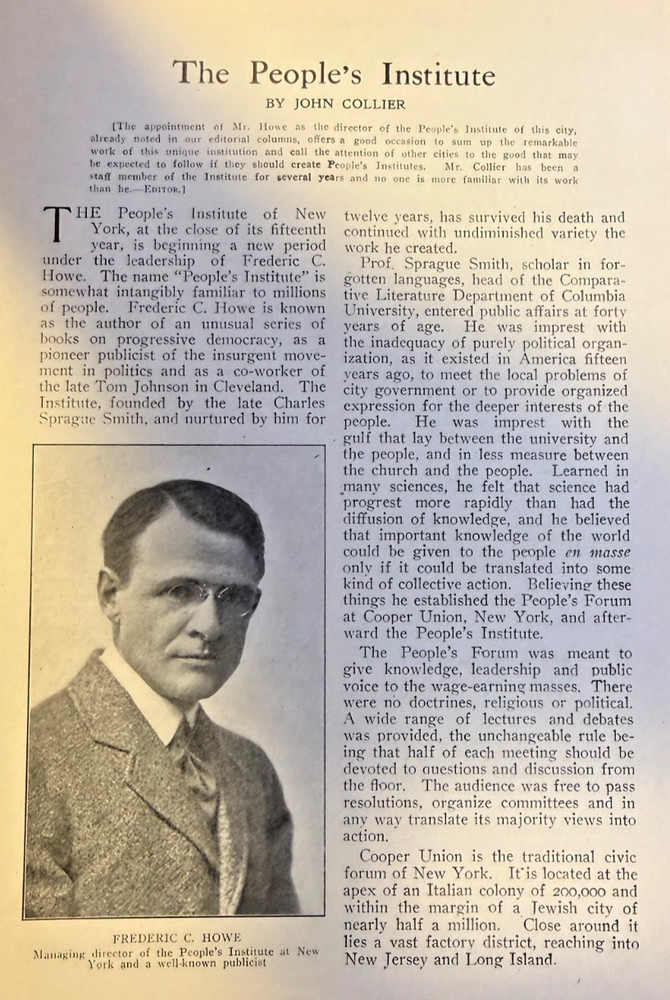 1912 People's Institute New York Frederic C. Howe Charles Sprague Smith