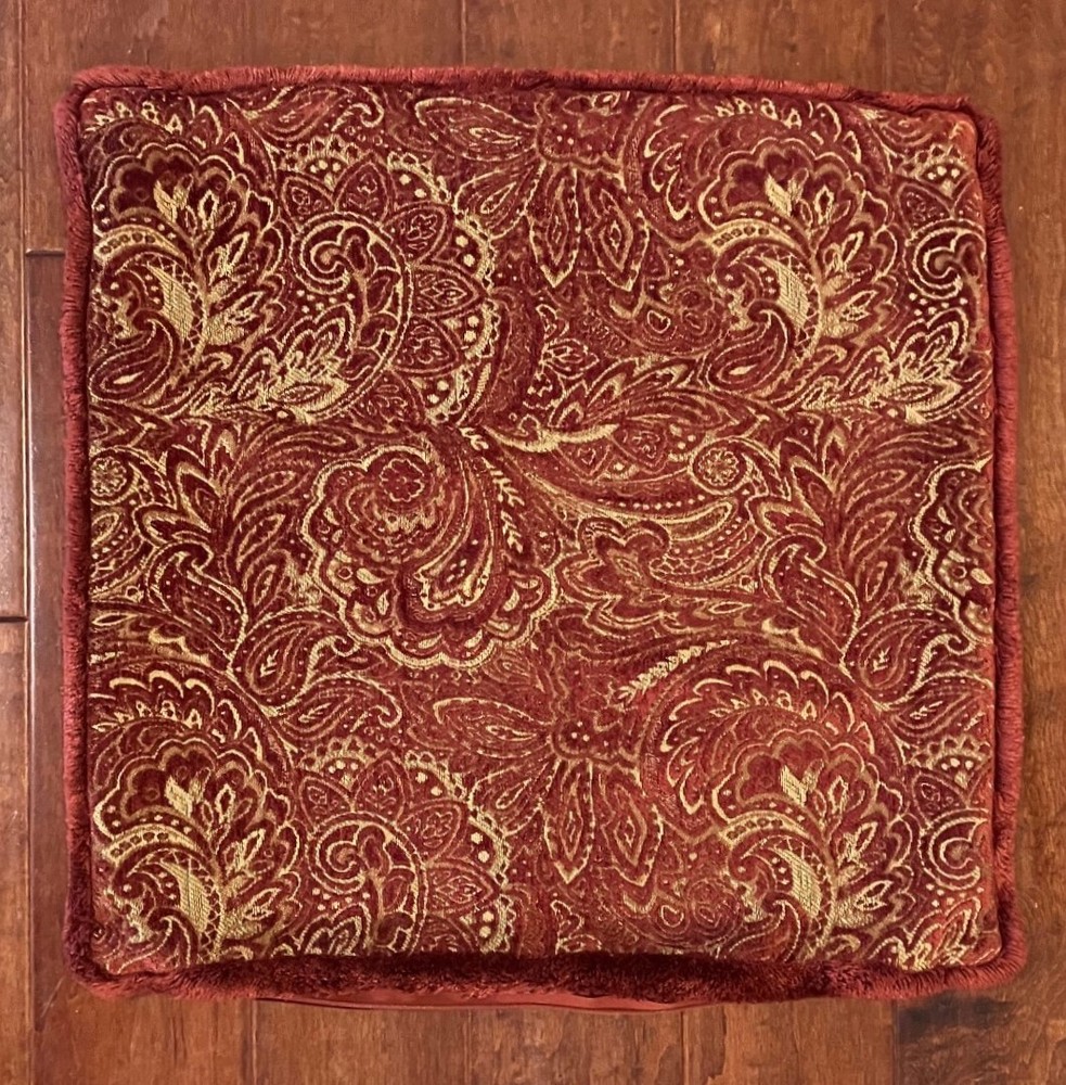 Vintage Restoration Hardware Velvet Chenille Paisley Pillow Sham Red Gold Trim